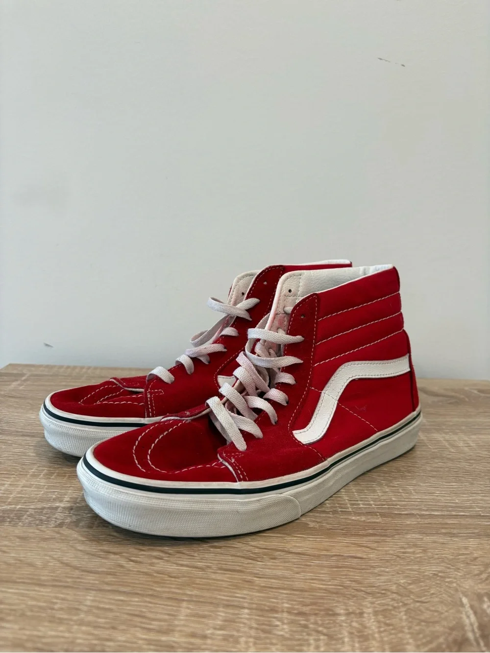 Vans Red High-Top Skate Sneakers with White Accents
